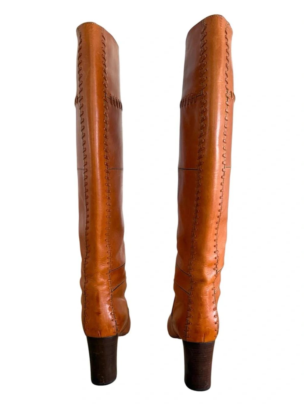 Chloe Tall Leather Over-the-Knee Boots - Cognac Brown
